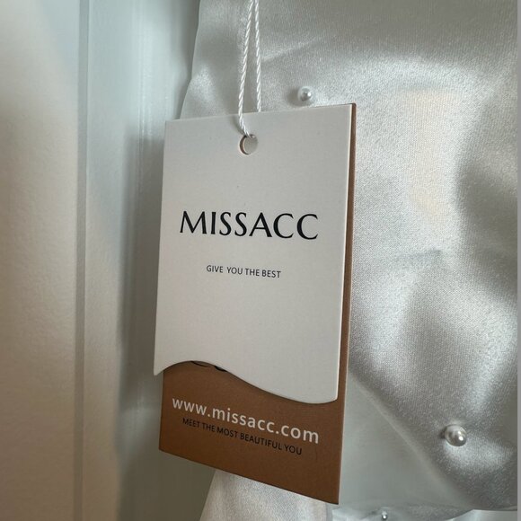 MISSACC Sheath/Column Strapless Elegant Satin Wedding Dress - Picture 6 of 6